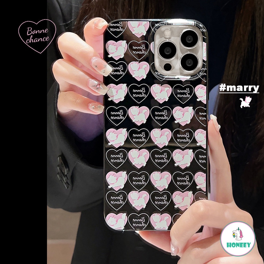 IPHONE Retro Gadis Kartun Kucing Kitten Pink Love Art Phone Case Untuk Iphone14 13 12 11 Pro Max Xr Xs 7 8 Plus Case Cute Sweet Cover