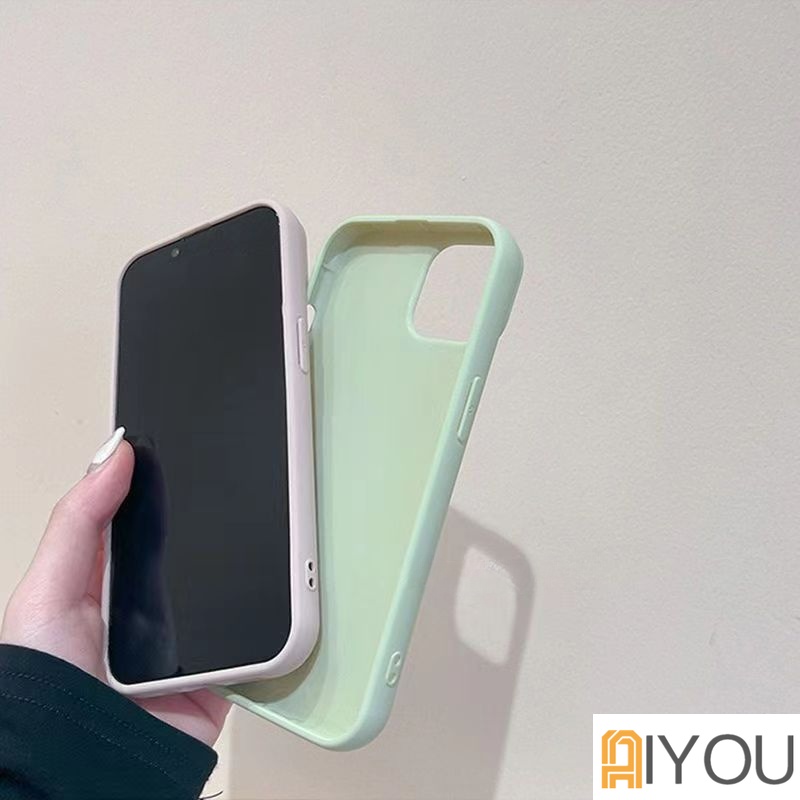 IPHONE Casing Ponsel Silikon Cair Warna Permen Kompatibel Untuk Iphone14 13 12 11 Pro Max X XR 8 7 Plus Halus Ultra Hybrid Lembut TPU Back Cover