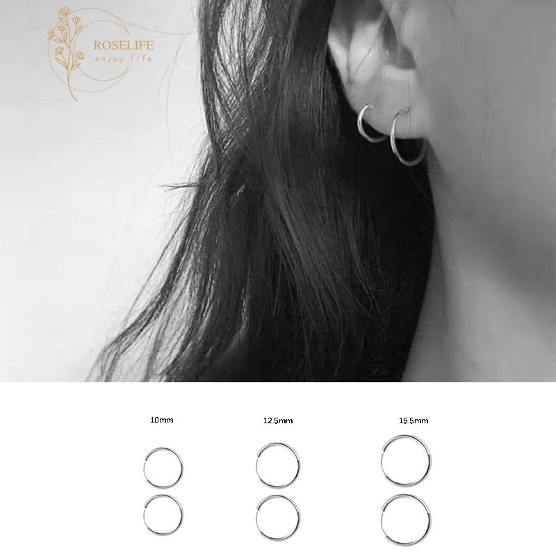 Roselife Unisex Klasik10/12.5/15.5mm 3pasang Perak Punk Vintage Lingkaran Kecil Hoop Earrings Untuk Wanita Pria Fashion Bulat Lingkaran Telinga Perhiasan