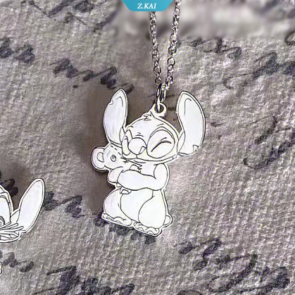 Lucu Elegan Fashion Stitch Kalung Perempuan Ins Stitch Peluk Boneka Boudoir Rantai Tulang Selangka Gadis Hati Kartun Terukir Liontin [ZK]