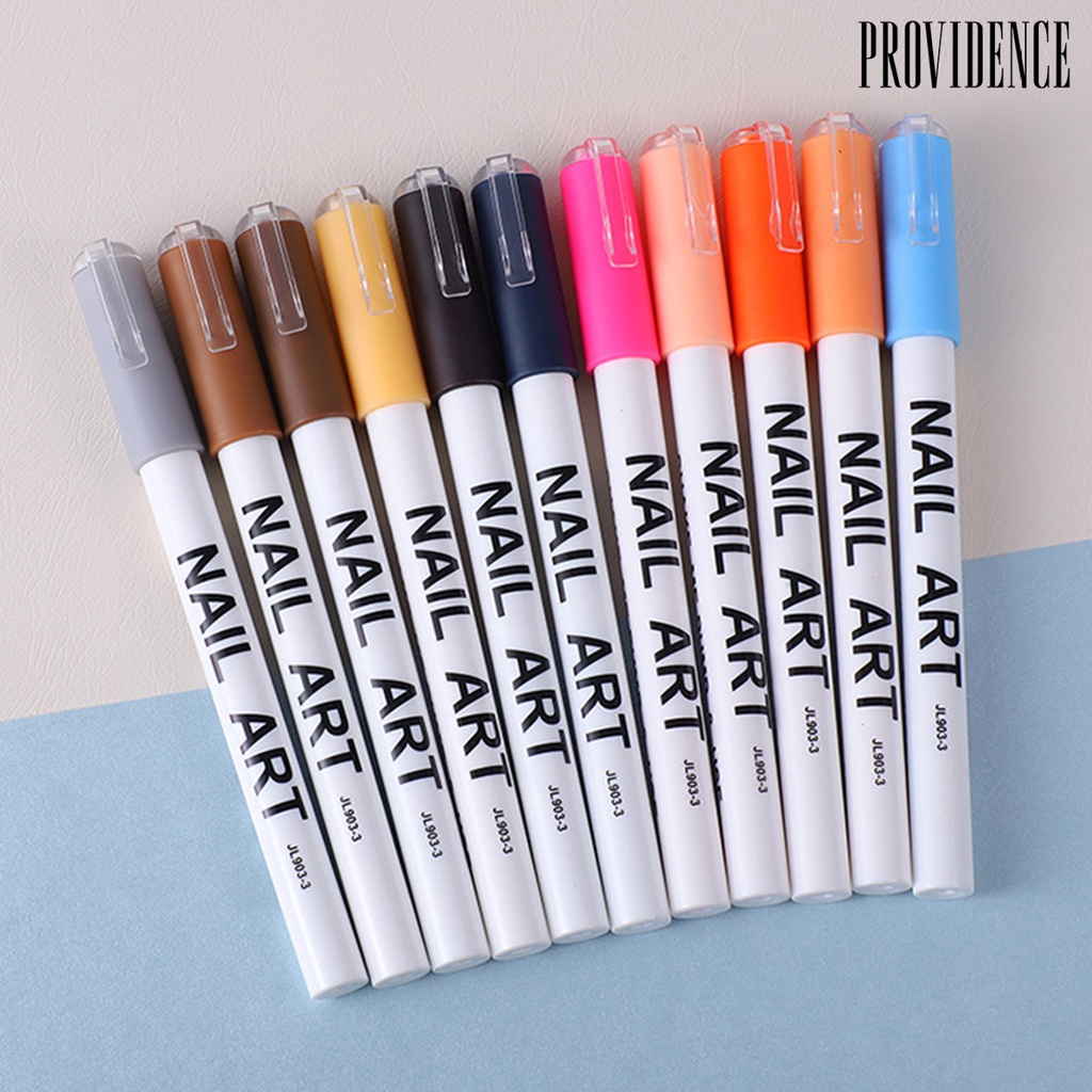 Providence 12Pcs/Set Pena Kuku Indah Mudah Digunakan Cepat Kering Ramah Lingkungan Nyaman Grip Graffiti Bahan PP Manicure DIY Nail Art Pulpen Rumah Pasokan