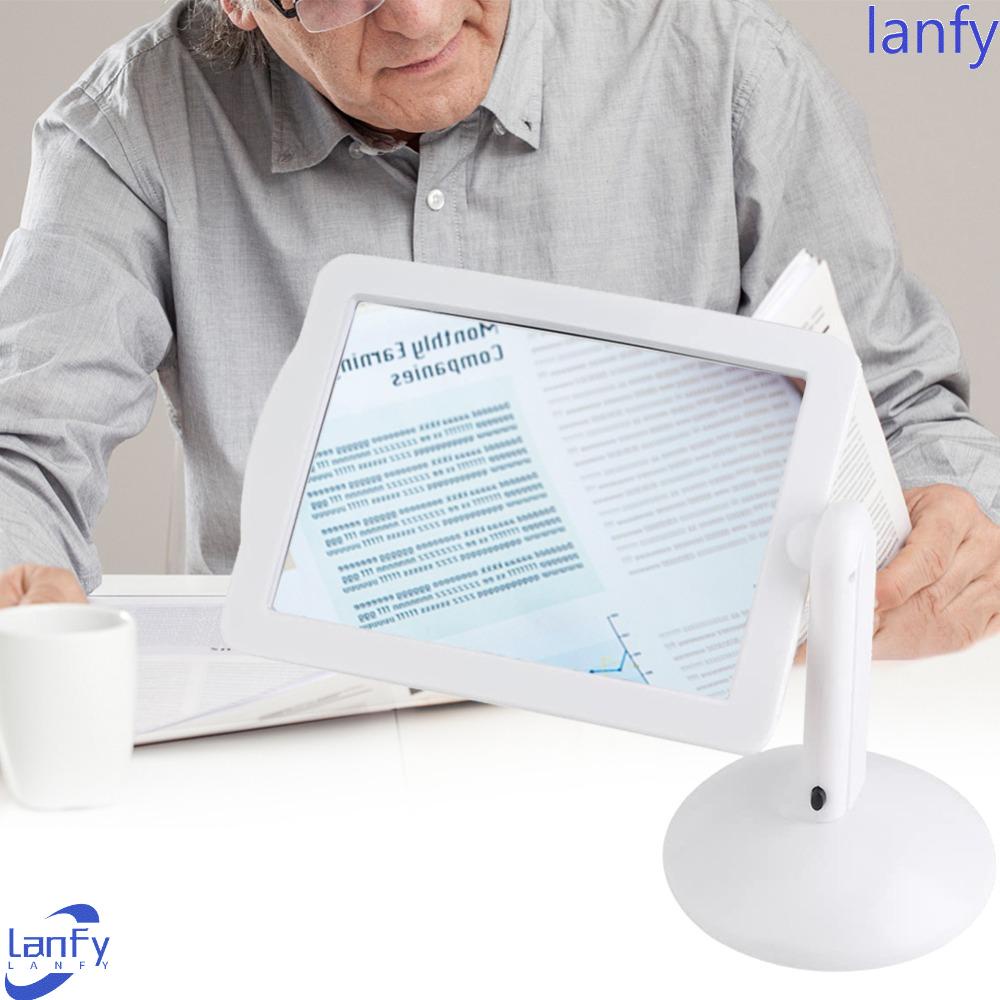 Lanfy Reading Magnifier Alat Baca Desktop Halaman Layar LED Loupe Lensa Lebih Terang Pembesar LED