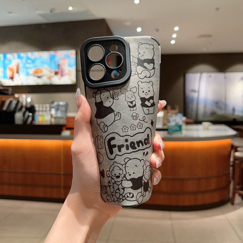 IPHONE Casing Pelindung Bahan Kulit Untuk Iphone14 13 12 11 Pro MAX X XR XS Max7 8 Plus Kartun Cute Winnie Bear Anti-drop soft case