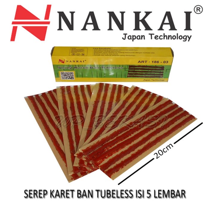 Nankai  Refill Cacing Tambal Ban 1 box Tire Patch Cacing Karet Tambal Ban Tubles Isi 5 Lembar 25Pcs TERSEDIA JUGA MERK YUKIDO