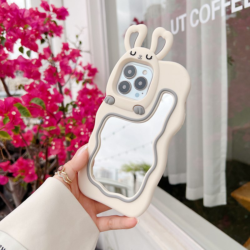 Stereoscopic Cartoon Rabbit Bunny Silicone Soft Case for IPhone 6S 7 8 Plus X XR Max iPhone 11 12 13 14 Pro Max Cute TPU Phone CASE Cute Pretty Girl's Fashion