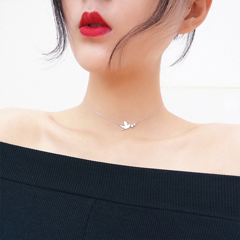 Korea Temperamen Cute Swallow Sastra Pendek925 Sterling Silver Rantai Klavikula Temperamen Trendi Perempuan Kalung Jewlery
