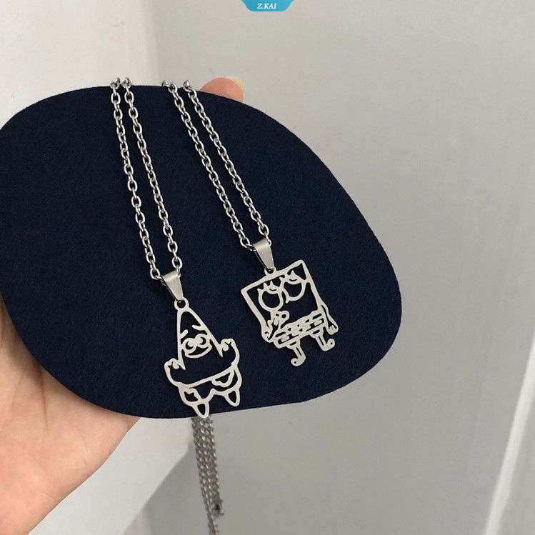 Kawaii Spongebobed Patrick Star Kartun Lucu Alloy Puzzle Kalung Hip Hop Liontin Anime Mainan Mewah Untuk Hadiah Ulang Tahun Anak Perempuan [ZK]