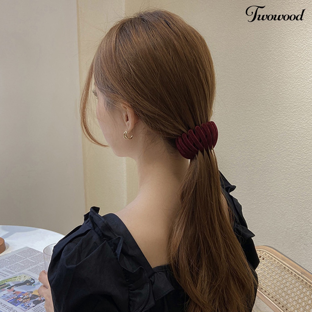 Twowood Ponytail Holder Warna Solid Tanpa Sakit Anti-slip Ultralight Tekstur Halus Hias Reusable Hair Barrettes Ponytail Holder Ornamen Hadiah Untuk Wanita