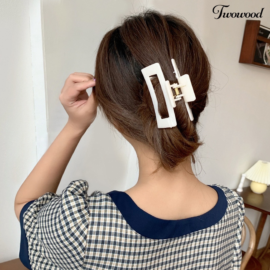 Twowood 2pcs Wanita Cakar Rambut Warna Solid Melubangi Cakar Kuat Dengan Gigi Tepi Halus Rambut-Membentuk Elastis Musim Semi Cuci Muka Rambut Grippers Aksesori Rambut