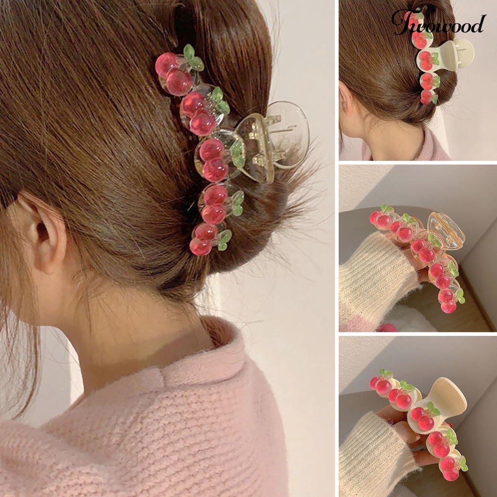 Twowood Transparan Persilangan Gigi Hair Claw Wanita Elegan Peach Decor Hiu Klip Styling Alat