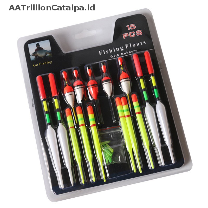 Aatrillioncatalpa 1set (15Pcs) Pelampung Vertikal Pelampung Pancing Laut Aneka Ukuran Untuk Terbanyak Type ID