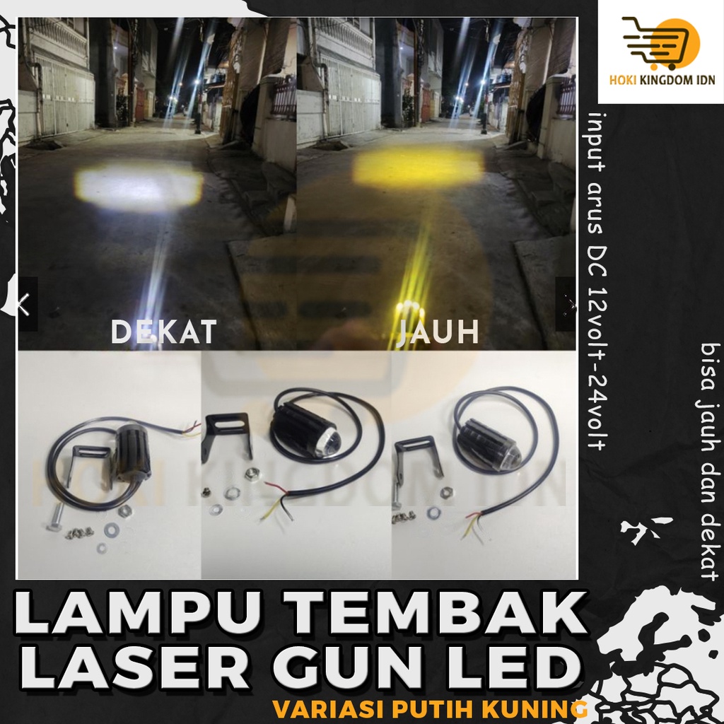 Lampu tembak Laser gun Led D2 mini 2 warna putih kuning jauh dekat