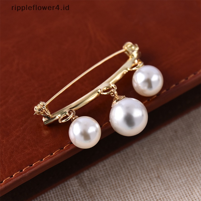 {rippleflower4.id} Mutiara Tali Tetap Pesona Peniti Bros Sweater Cardigan Klip Rantai Bros~