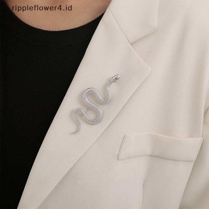 {rippleflower4.id} Tren Mode Baru Hewan Vintage Logam Ular Bros Desain Unik Temperamen Warna Emas Ular Bros Pin Hadiah Kerah Aksesoris Lencana~