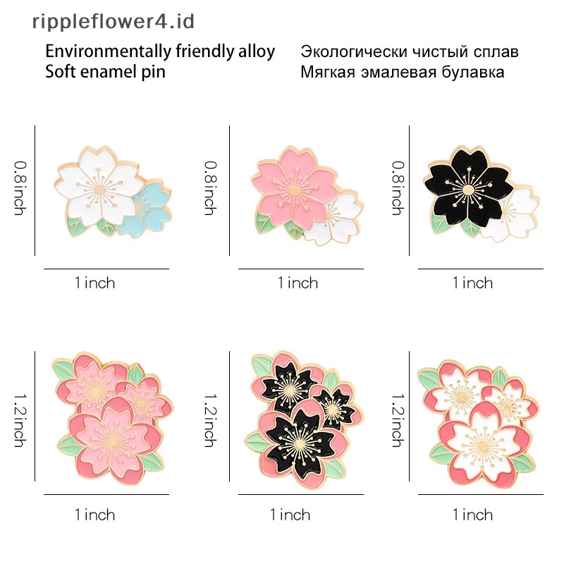 {rippleflower4.id} Sakura Enamel Pin Pink Putih Cherry Blossom Bros Tas Kerah Pin Kartun Bunga Lencana Perhiasan Hadiah Pin Bunga~