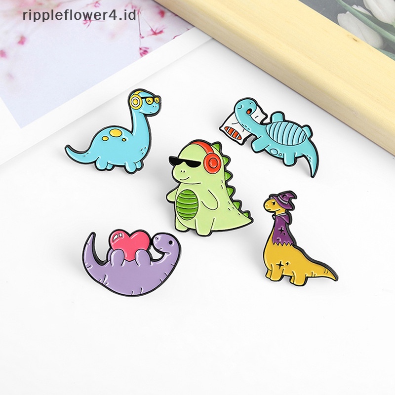 {rippleflower4.id} Kreatif Trendi Kartun Lucu Dinosaurus Hewan Tetesan Minyak Bros Pin Denim Tas Hadiah Pria Wanita Fashion Perhiasan Pakaian Dekorasi~