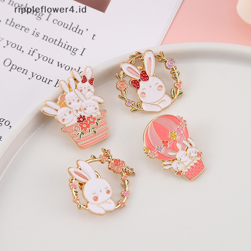 {rippleflower4.id} Perhiasan Pin Bros Kelinci Lucu Pin Lencana Topi Ransel Aksesoris Perhiasan Pasangan Valene Hadiah Hari Halloween Natal~