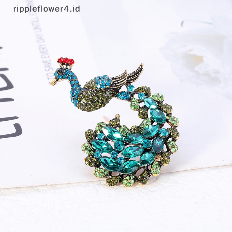 {rippleflower4.id} Vintage Hewan Kristal Berlian Imitasi Bros Wanita Bros Jas Kerah Pin Perhiasan~