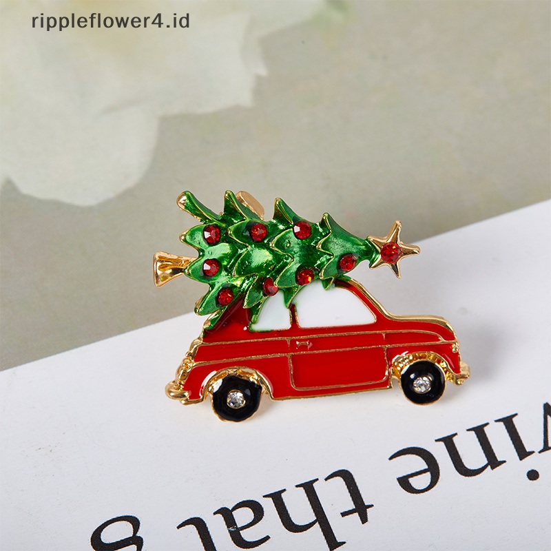 {rippleflower4.id} Enamel Paing Minyak Berlian Pohon Natal Bros Pin Mobil Lucu Kartun Wanita Aksesoris Pakaian Fashion Perhiasan Hadiah~