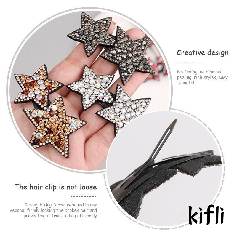 [KD]Rhinestone Pentagram Jepit Rambut Manis Lucu Duckbill Klip Perempuan Poni Klip Aksesori Rambut