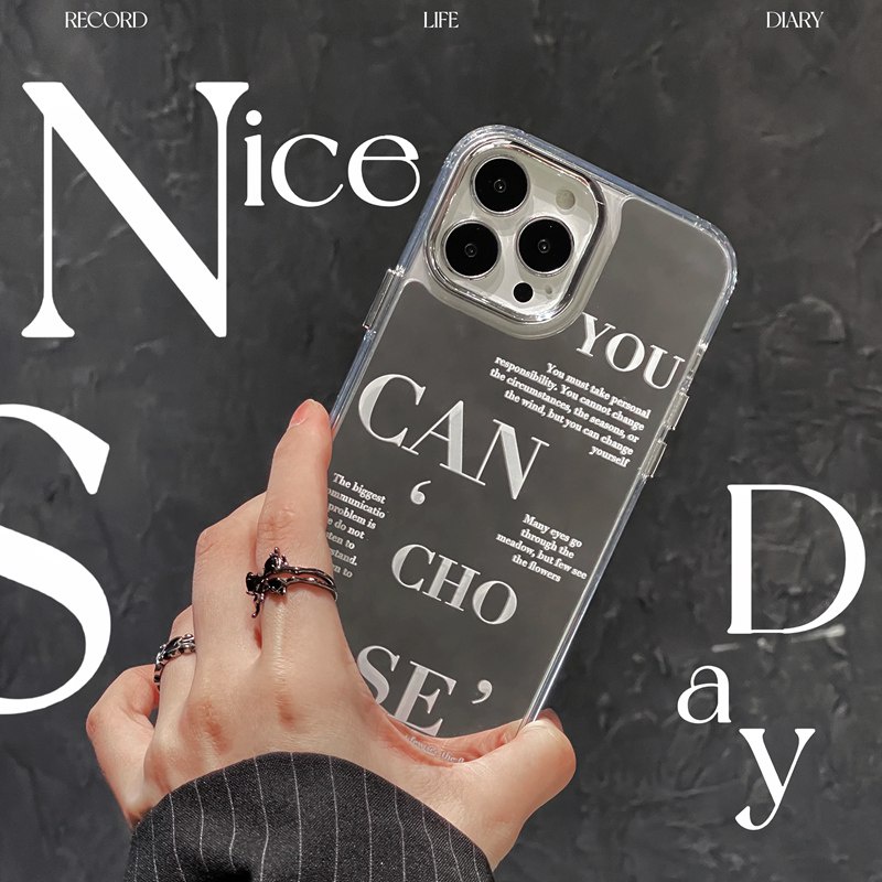 Fashion Silver Full English Mirror Soft TPU Case iP iPhone 11 12 13 14 Pro Max New FTD Casing Apple