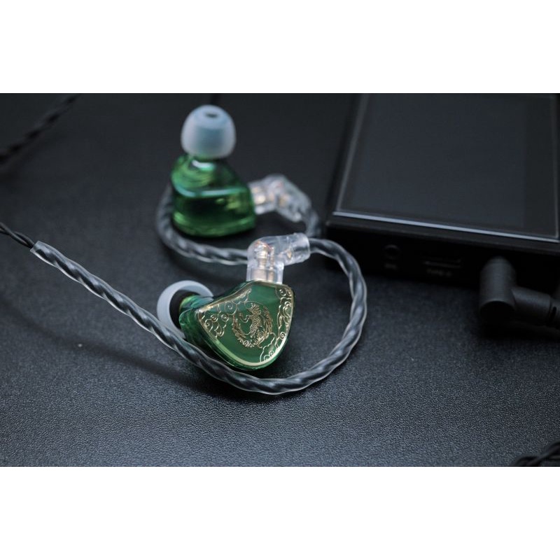 Tangzu WANER Jade Green Dengan Mic 10mm Dynamic Driver Earphone IEM 0.78 2pin Tangzu Wan er Versi Upgrade