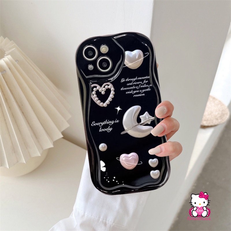 Casing Tepi Melengkung Bergelombang 3D Untuk Redmi A1 9A A2 9C NFC 10C 9T 10 9 10A Redmi Note11 10 10 Pro Max Plus 12 8 10s 10Pro 9 11s POCO M3 Romantic Bulan Bintang Alphabet Love Heart Lembut Sarung