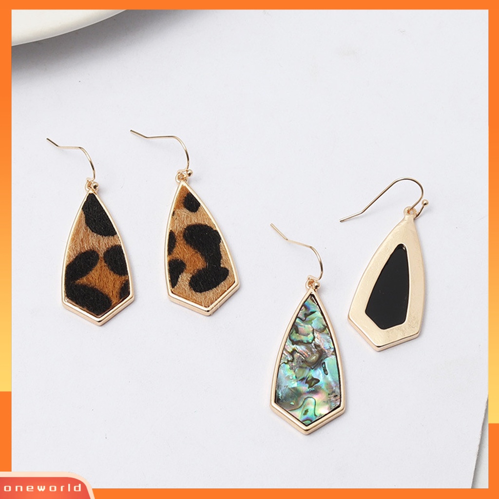 [WOD] 1pasang Anting Drop Simple Bahan Alloy Halus Motif Leopard Geometris Wanita Anting Kait Untuk Pacaran