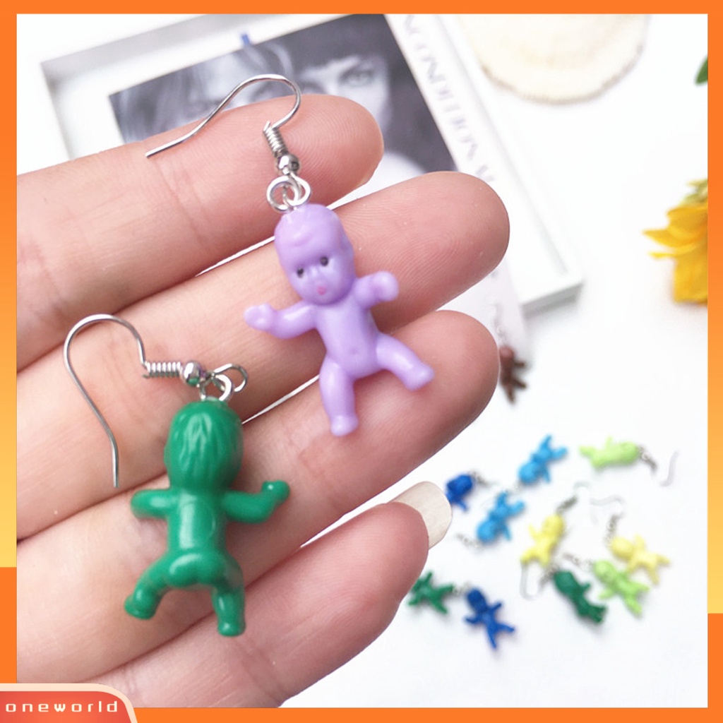 [WOD] 1pasang Anting Menjuntai Mini Realistis Buatan Tangan Hias All-match Aksesoris Baby Shower Hadiah Wanita Baby Doll Liontin Drop Earrings Klip Telinga Untuk Pakaian Sehari-Hari