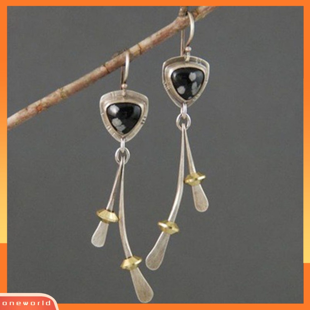 [WOD] 1pasang Anting Tindik Drop Ukir Unik Pesona Hadiah Gaya Etnik Vintage Wanita Batu Kait Anting Perhiasan Pesta