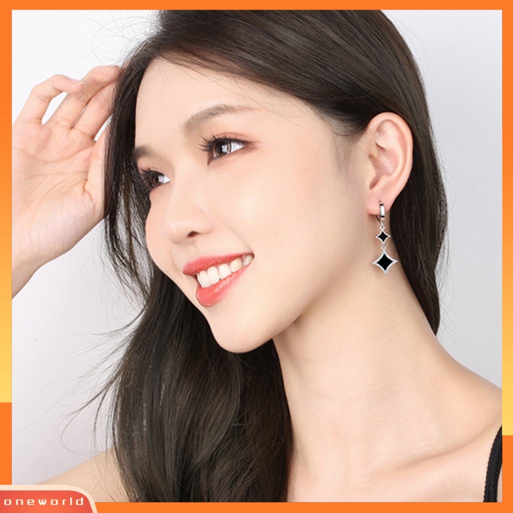 [WOD] 1pasang Anting Drop Wanita Bentuk Bintang Geometris Berlian Imitasi Mengkilap Menjuntai Earrings Untuk Pacaran