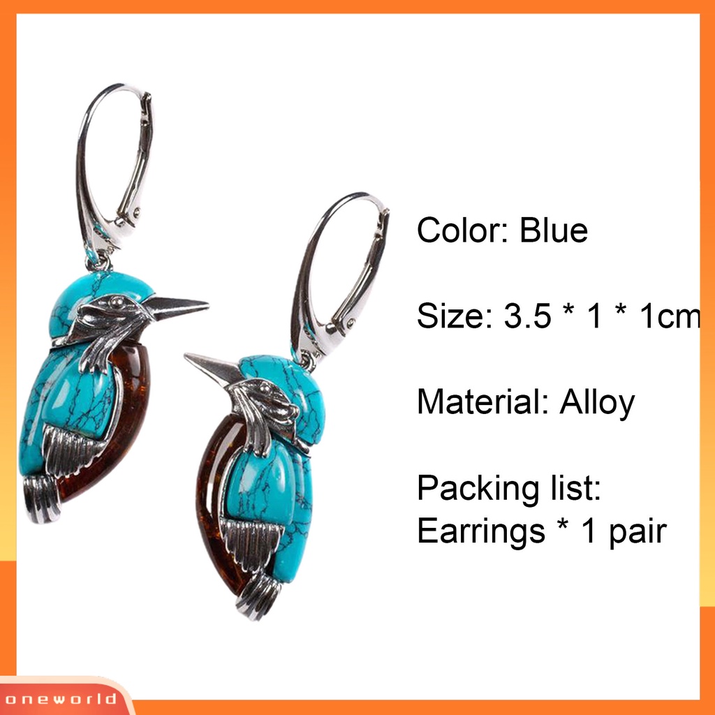 [WOD] Anting Pentant Hypoallergenic Indah Ringan Gaya Alami Biru Turquoise Women Earrings Untuk Wanita