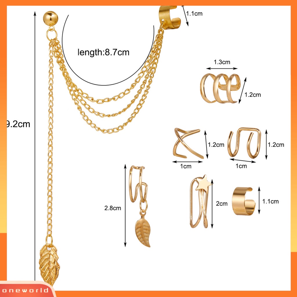 [WOD] 5pcs /Set Atau 7Pcs /Set Anting Desain Bungkus Fashion Bahan Metal Tanpa Tindik Klip Manset Telinga Untuk Wanita