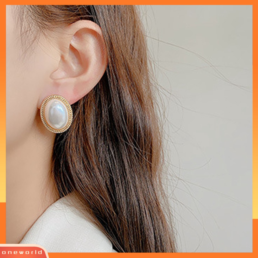 [WOD] 1pasang Bentuk Awan Berlian Imitasi Tindik Wanita Anting Hati Mutiara Imitasi Menjuntai Anting-Anting Perhiasan Aksesori