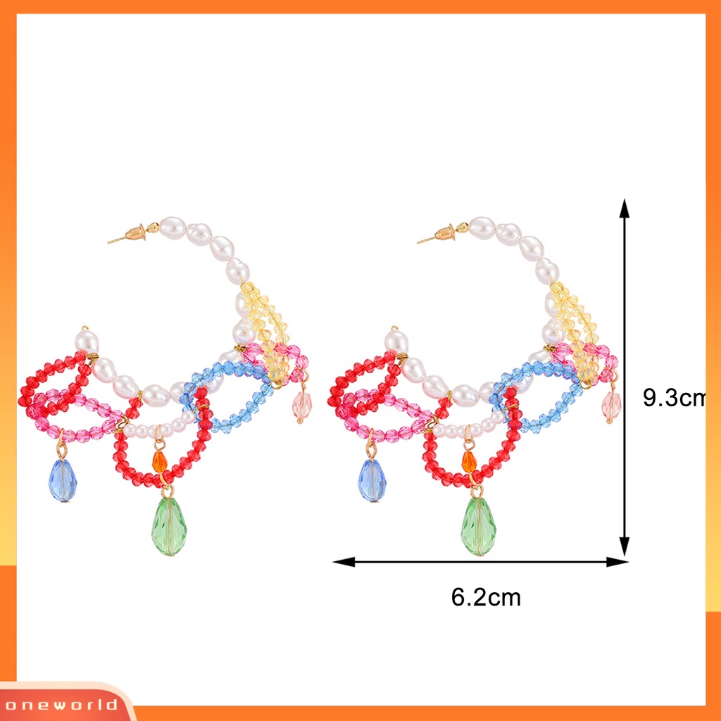 [WOD] Anting Hoop Berlebihan Rumbai Perhiasan Fashion Handmade Rajut Anting Manik-Manik Mutiara Imitasi Untuk Pesta