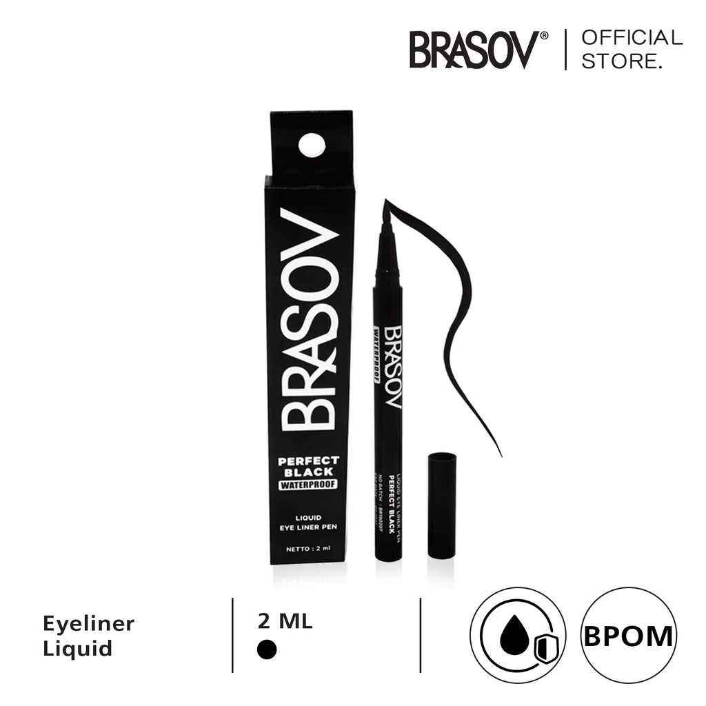 BRASOV Pulpen Eyeliner Netto 2 ML Perfect Black Waterproof Liquid Eye Liner Pen