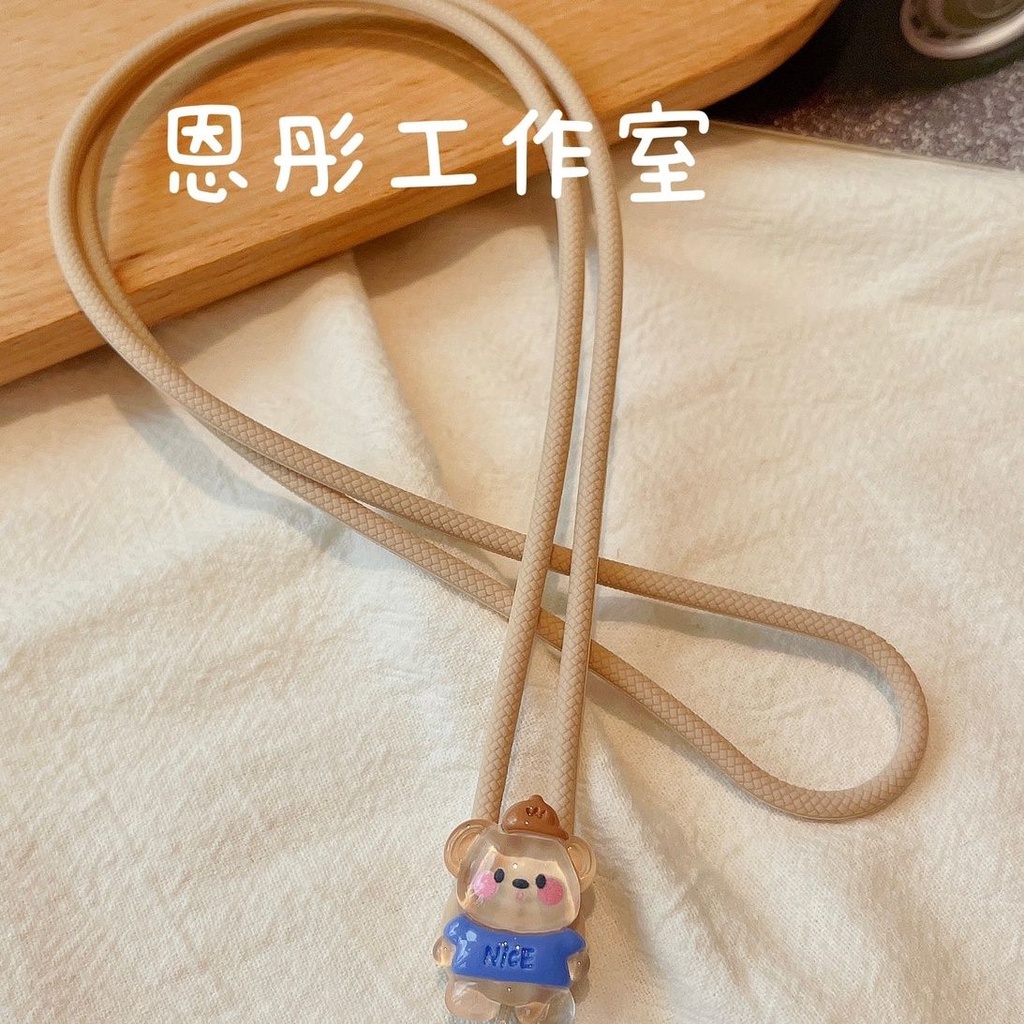Gaya Baru ins Macaron Bear Halter Neck Tali Anti Hilang Silikon Kunci Liontin Kartu Sekolah Kartu Kerja Liontin Liontin Universal