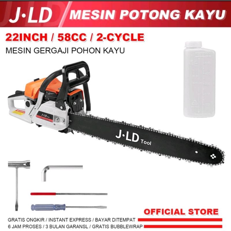 TERMUARH Chainsaw JLD Mesin Potong Kayu 58CC Mesin sinso senso Chain saw 2Tak 22inch Gergaji Potong Pohon Kayu GERGAJI MESIN POTONG KAYU