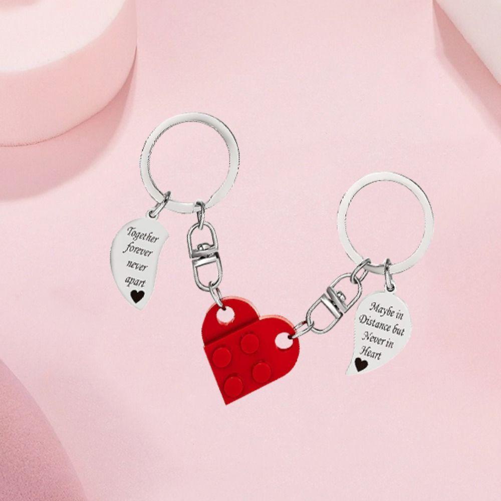 Cinta Hati Bata Gantungan Kunci Lucu Fashion Persahabatan Aksesoris Mobil Ornamen Perhiasan Blok Bangunan Block Keyring