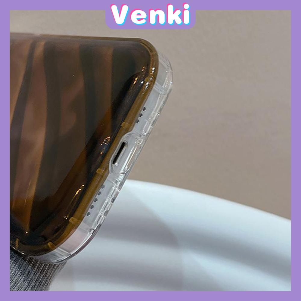 VENKI - iPhone Case untuk iPhone 11 Laser Reflektif Bening Phone Case TPU Soft Shockproof Airbag Case Coklat Sederhana Kompatibel dengan iPhone 14 13 Pro Max 12 Pro Max XR XR 7Plus 8Plus