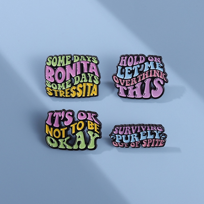 4gaya Sentiment Text Lapel Pin Ransel Lencana Hadiah Untuk Teman Aksesoris Pakaian