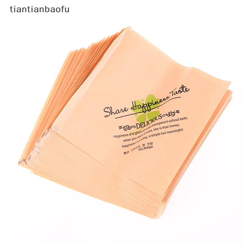 [tiantianbaofu] 50pcs Kraft Paper Sandwich Paper Wrap Bags Kemasan Makanan Paper Bag Baking Tools Butik