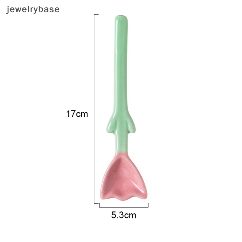 [jewelrybase] 1pc Tulip Shaped Ceramic Spoon 3D Flowers Sendok Kopi Sarapan Dessert Spoon Butik