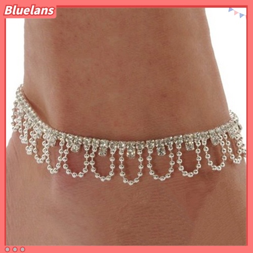 [BLS] Kristal Berlian Imitasi Pesona Drop Gelang Rantai Pergelangan Kaki Pernikahan Musim Panas Pantai Perhiasan
