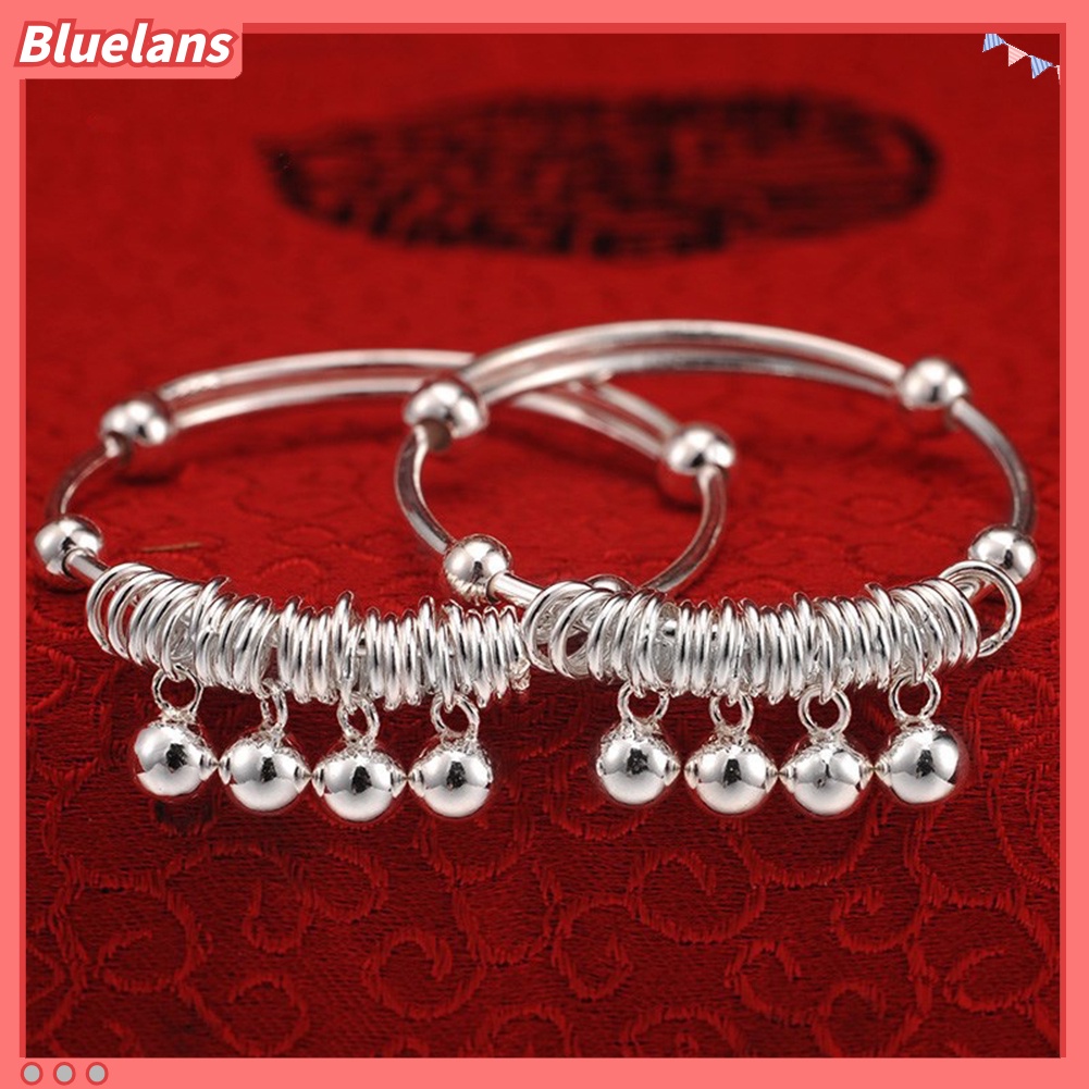 [BLS] Baby Bayi Perak Berlapis Adjustable Bell Bangle Tangan Kaki Gelang Perhiasan Hadiah