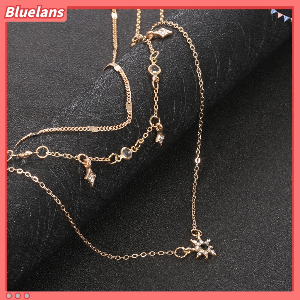 [BLS] Wanita Kalung Multilayer Bintang Perhiasan Dapat Disesuaikan Tiga Lapisan Kalung Hadiah Ulang Tahun