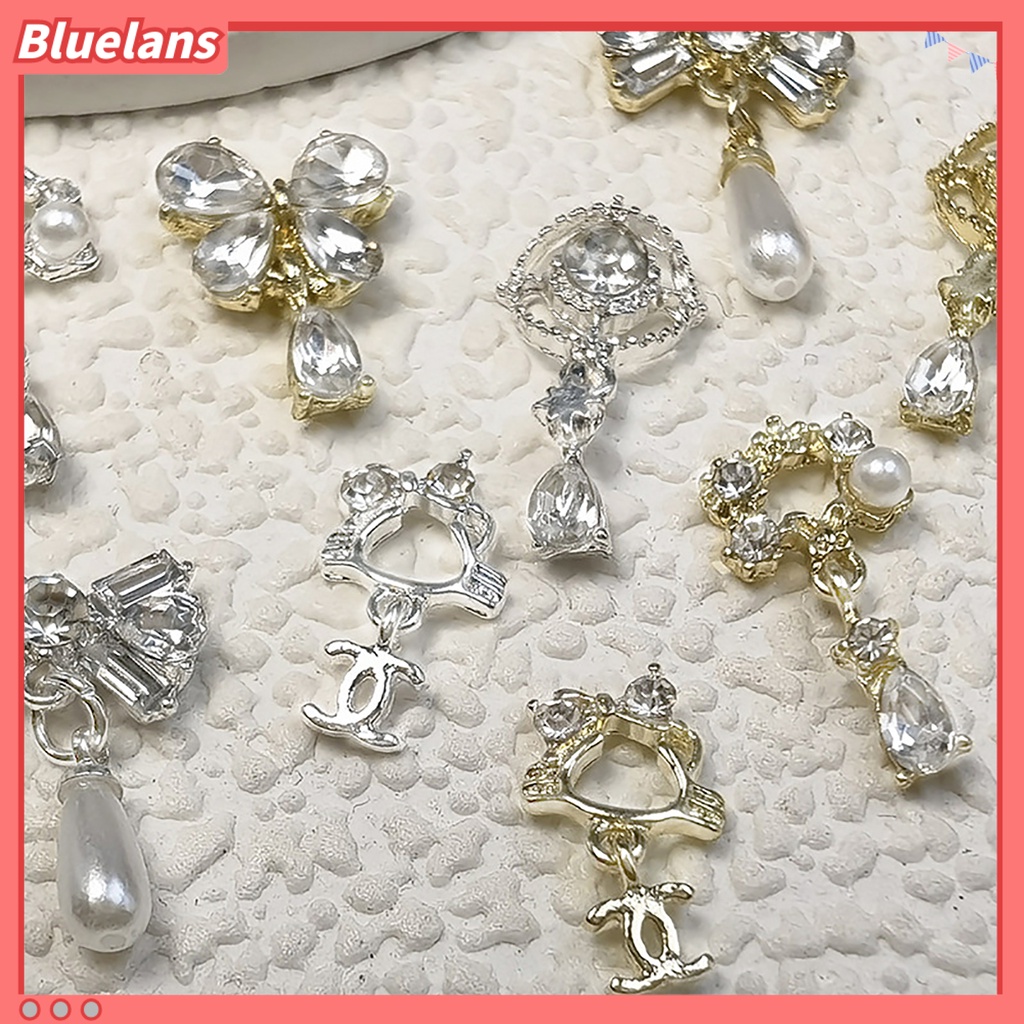 [BLM] 3pcs Pesona Kuku Berkilau Mempesona Efek Visual Ultra-Ringan Bentuk Kreatif Aplikasi Lebar DIY Alloy Shiny Bow-knot Rhinestone Nail Art Dekorasi Kerajinan Tangan Untuk Salon Kuku