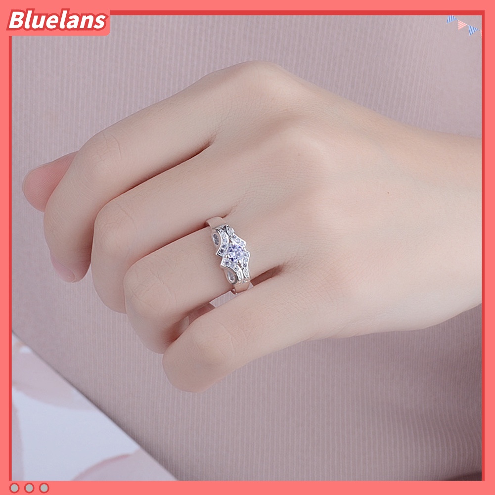 [BLS] Fashion Ungu Cubic Zirconia Bertatahkan Wanita Jari Cincin Menawan Perhiasan Hadiah