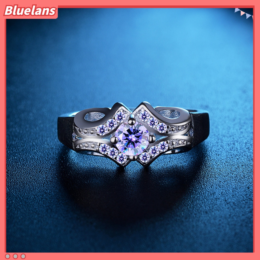 [BLS] Fashion Ungu Cubic Zirconia Bertatahkan Wanita Jari Cincin Menawan Perhiasan Hadiah