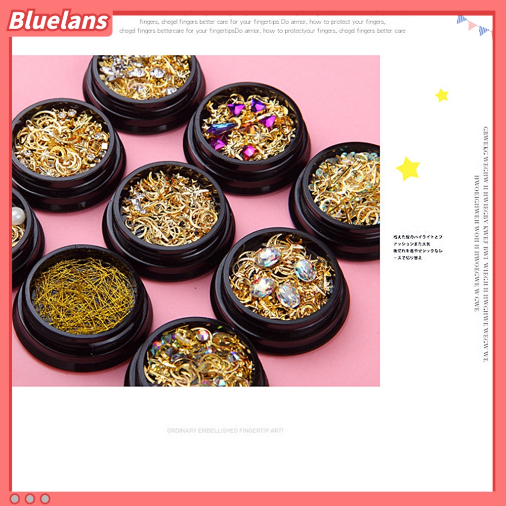 [BLM] Campuran Tembaga Lembaran Rivet Motif Bulan Bintang Nail Art Tips Sequin Decal Tool